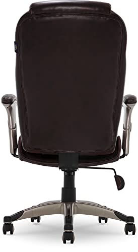 Serta Ergonomic Executive Office Chair Motion Technology Adjustable Mid Back Design with Lumbar Support, Brown Bonded Leather