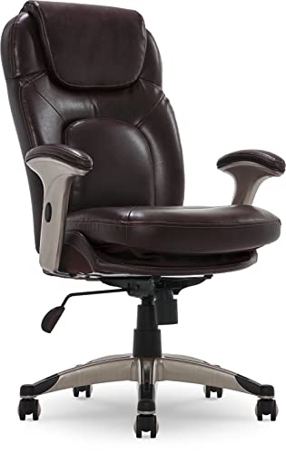 Serta Ergonomic Executive Office Chair Motion Technology Adjustable Mid Back Design with Lumbar Support, Brown Bonded Leather