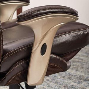 Serta Ergonomic Executive Office Chair Motion Technology Adjustable Mid Back Design with Lumbar Support, Brown Bonded Leather