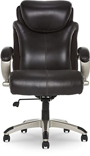 Serta Big and Tall Executive Office Chair with AIR Technology and Ergonomically Layered Body Pillows, Supports up to 350 Pounds, Bonded Leather, Roasted Chestnut