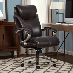 Serta Big and Tall Executive Office Chair with AIR Technology and Ergonomically Layered Body Pillows, Supports up to 350 Pounds, Bonded Leather, Roasted Chestnut