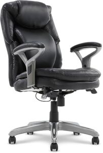 elle decor anniston wellness by design mid office air lumbar technology, ergonomic computer chair with lower back support, bonded leather, black