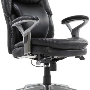 Elle Decor Anniston Wellness by Design Mid Office AIR Lumbar Technology, Ergonomic Computer Chair with Lower Back Support, Bonded Leather, Black