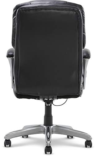 Elle Decor Anniston Wellness by Design Mid Office AIR Lumbar Technology, Ergonomic Computer Chair with Lower Back Support, Bonded Leather, Black