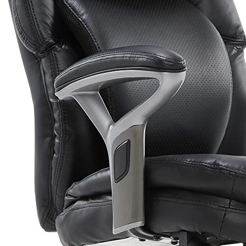 Elle Decor Anniston Wellness by Design Mid Office AIR Lumbar Technology, Ergonomic Computer Chair with Lower Back Support, Bonded Leather, Black