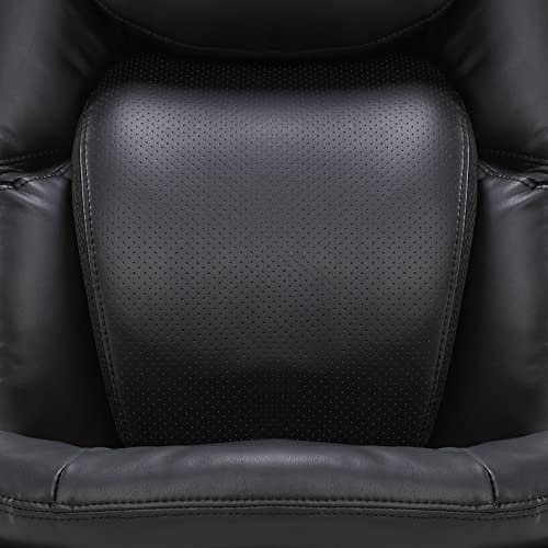 Elle Decor Anniston Wellness by Design Mid Office AIR Lumbar Technology, Ergonomic Computer Chair with Lower Back Support, Bonded Leather, Black