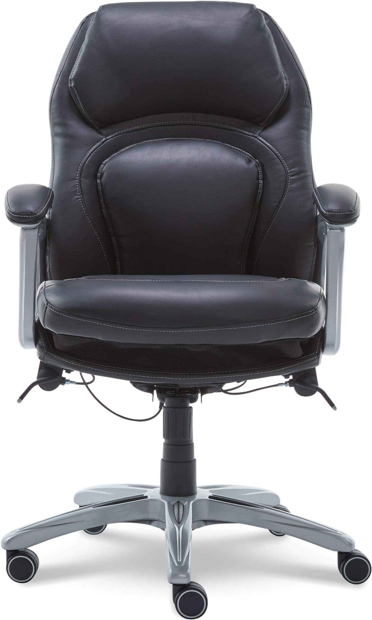 Serta Wellness by Design Executive Office Back in Motion Technology, Ergonomic Computer Chair with Lumbar Support, Mid, Leather, Black