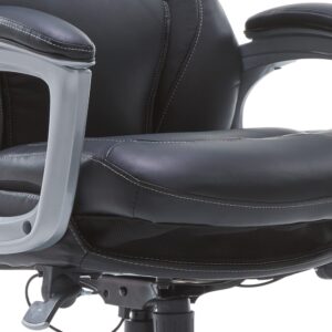 Serta Wellness by Design Executive Office Back in Motion Technology, Ergonomic Computer Chair with Lumbar Support, Mid, Leather, Black