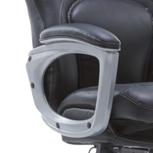 Serta Wellness by Design Executive Office Back in Motion Technology, Ergonomic Computer Chair with Lumbar Support, Mid, Leather, Black