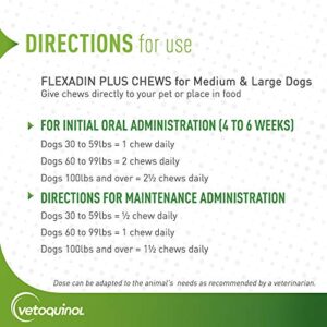 Vetoquinol Flexadin Plus Hip and Joint Supplement for Dogs, Glucosamine and Chondroitin for Dogs, Contains MSM and Chondroitin for Joint Support for Medium to Large Dogs Over 30lbs, 90ct