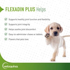 Vetoquinol Flexadin Plus Hip and Joint Supplement for Dogs, Glucosamine and Chondroitin for Dogs, Contains MSM and Chondroitin for Joint Support for Medium to Large Dogs Over 30lbs, 90ct