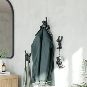 Umbra Buddy Wall Hooks – Decorative Wall Mounted Coat Hooks for Hanging Coats, Scarves, Bags, Purses, Backpacks, Towels and More, Set of 3, Black