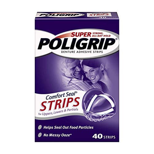 Super Poligrip Strips Size 40 Ct Poligrip Strong All Day Comfort Seal Denture Adhesive Strips