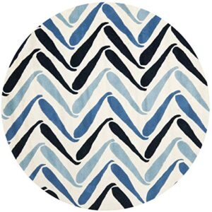 SAFAVIEH Soho Collection 6' Round Ivory/Blue SOH731A Handmade Premium Wool & Viscose Area Rug