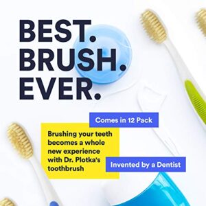 MOUTHWATCHERS Dr Plotkas Extra Soft Flossing Toothbrush Manual Soft Toothbrush for Adults, Ultra Clean Toothbrush, Good for Sensitive Teeth and Gums, Multicolor, 12 Pack