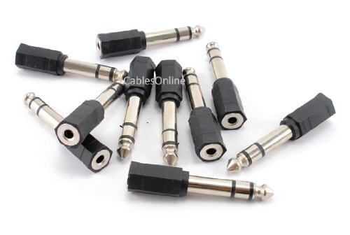 CablesOnline 10-Pack 3.5mm (1/8in) Female Jack to 6.35mm (1/4in) Male Plug Stereo Audio Adapter (AV-A33-10)
