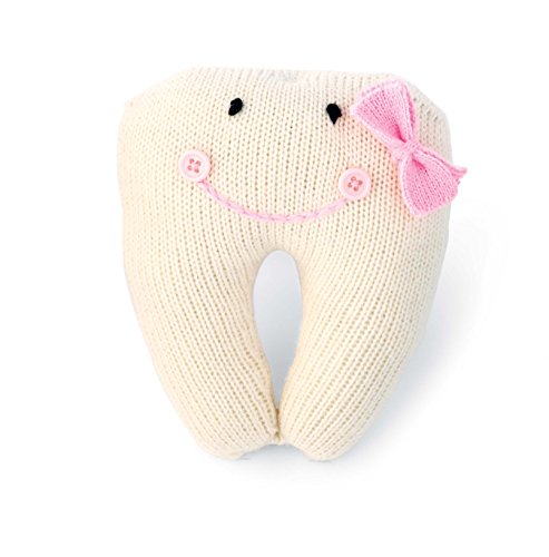 Mud Pie Knit Tooth Pillow, Pink, Small