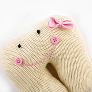 Mud Pie Knit Tooth Pillow, Pink, Small