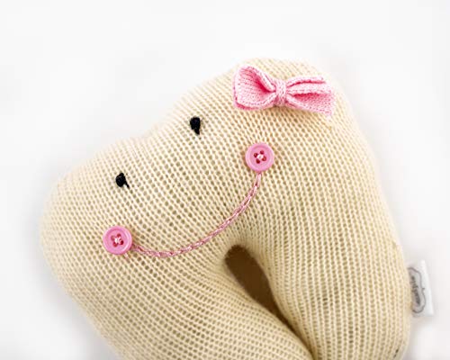 Mud Pie Knit Tooth Pillow, Pink, Small