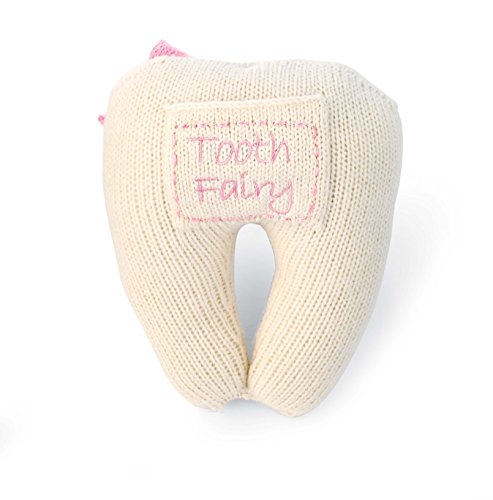 Mud Pie Knit Tooth Pillow, Pink, Small