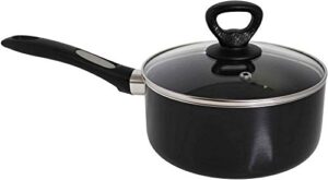 mirro a79721 get a grip aluminum nonstick sauce pan with glass lid cover cookware, 1-quart, black -