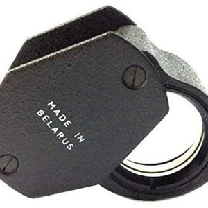 BelOMO Jewelers Loupe 10x Triplet Magnifier 21mm (.85"). Optical Glass with Anti-Reflection Coating for a Bright, Clear and Color Correct View. Foldable Loupe for Gems, Jewelry, Coins and Trichomes