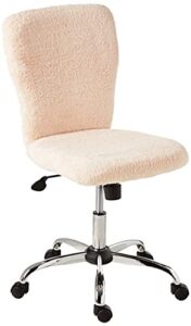 boss office products tiffany fur make-up modern office chair in cream, 1 count