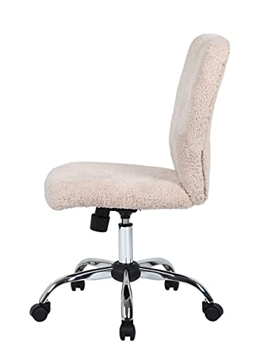 Boss Office Products Tiffany Fur Make-Up Modern Office Chair in Cream, 1 count