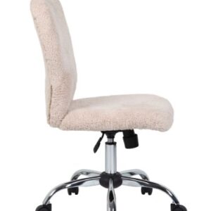 Boss Office Products Tiffany Fur Make-Up Modern Office Chair in Cream, 1 count