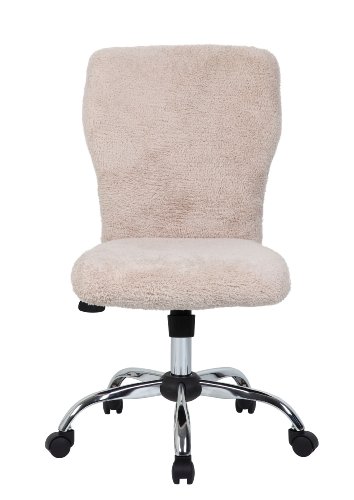 Boss Office Products Tiffany Fur Make-Up Modern Office Chair in Cream, 1 count