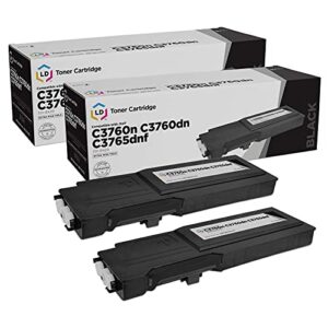 ld products compatible toner cartridge replacements for 331-8429 w8d60 extra high yield dell color laser c3760 c3765 c3760dn c3760n c3765dnf printers (black, 2-pack)