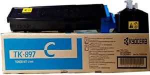kyocera 1t02k0cus0 model tk-897c cyan toner cartridge for use with kyocera fs-c8025mfp, fs-c8520mfp, fs-c8525mfp, taskalfa 205c, 255 and 255c color multifunctional printers