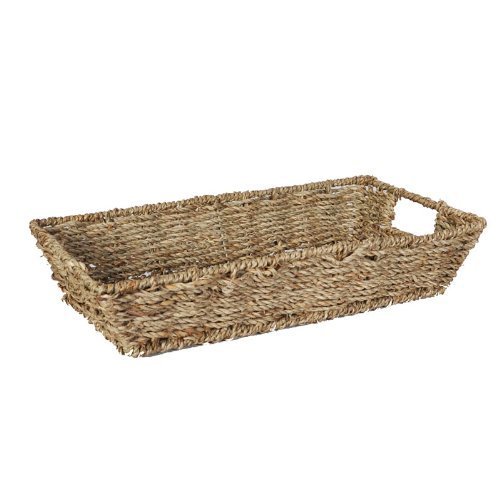 The Lucky Clover Trading Seagrass Rectangular Tray Basket, Brown