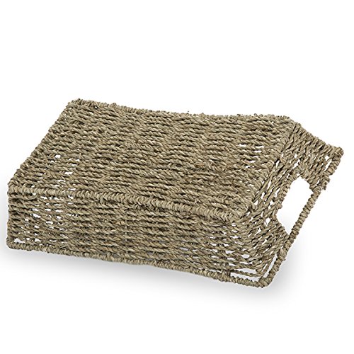 The Lucky Clover Trading Seagrass Rectangular Tray Basket, Brown