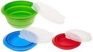 progressive international cb-20 storage bowls with lids, set of 3, teal, green and red