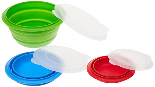 Progressive International CB-20 Storage Bowls with Lids, Set of 3, teal, green and red