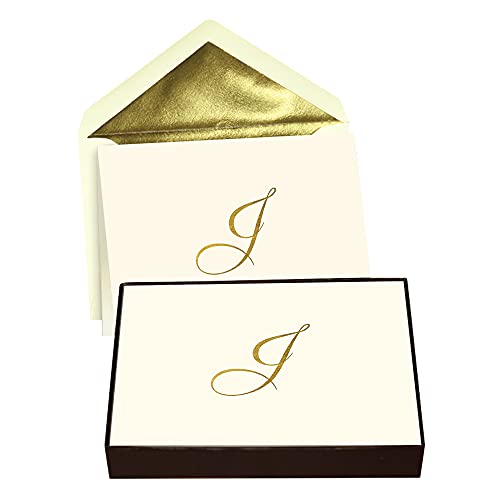 Designer Greetings Monogram Boxed Note Cards, Personalized Stationery Set (10 Count), Letter J