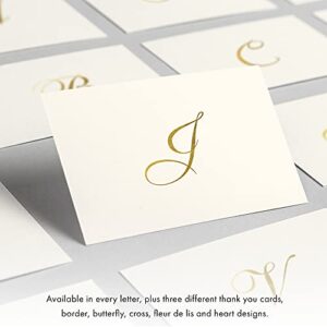 Designer Greetings Monogram Boxed Note Cards, Personalized Stationery Set (10 Count), Letter J