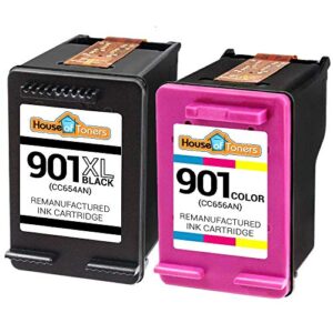 Houseoftoners Compatible with HP 901XL Black & HP 901 Color Remanufactured Ink Cartridges (1 Black & 1 Color, 2-Pack)