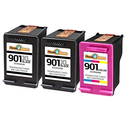 Houseoftoners Remanufactured Ink Cartridge Replacement for HP 901XL & 901 (2 Black & 1 Color, 3-Pack)