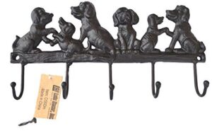 lulu decor, cast iron 5 dog key hooks, ideal for dog lovers (antique black)