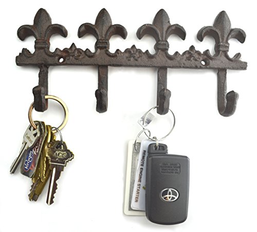 Lulu Decor, Cast Iron Fleur De Lis Key Hook (Key Hook Brown)