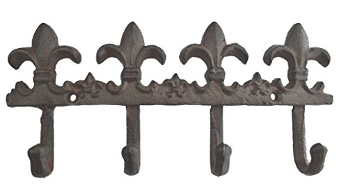 Lulu Decor, Cast Iron Fleur De Lis Key Hook (Key Hook Brown)