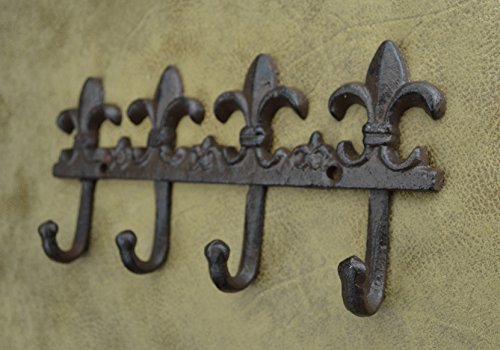 Lulu Decor, Cast Iron Fleur De Lis Key Hook (Key Hook Brown)