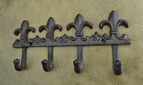 Lulu Decor, Cast Iron Fleur De Lis Key Hook (Key Hook Brown)