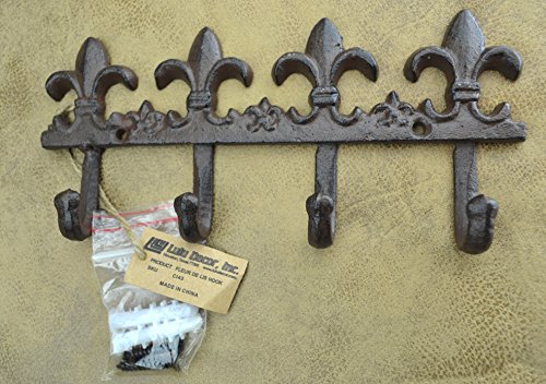 Lulu Decor, Cast Iron Fleur De Lis Key Hook (Key Hook Brown)