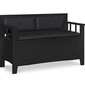 Linon Carlton Padded Bench, 44.5"W x 17"D x 30"H, Black