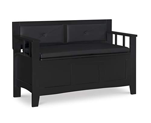 Linon Carlton Padded Bench, 44.5"W x 17"D x 30"H, Black