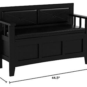 Linon Carlton Padded Bench, 44.5"W x 17"D x 30"H, Black