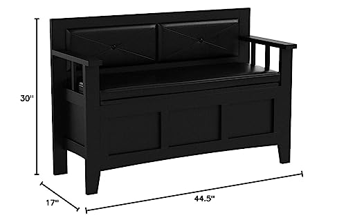Linon Carlton Padded Bench, 44.5"W x 17"D x 30"H, Black